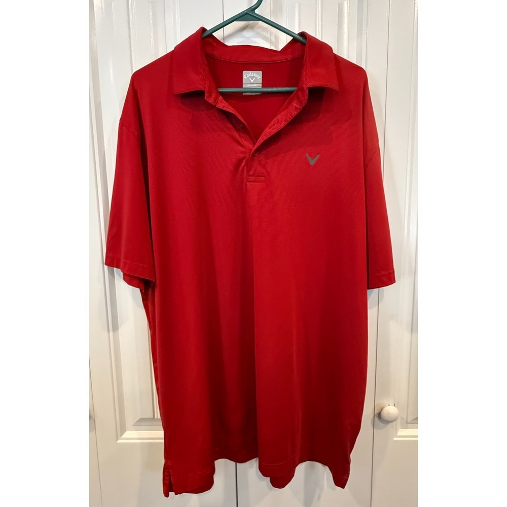 Callaway Opti-Dri Men's XL Red Golf Polo Shirt Performance Black Accents